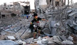آثار قصف على مدينة سورية مؤخراً
