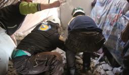 لحظة إسعاف الإصابة عقب قصف إدلب