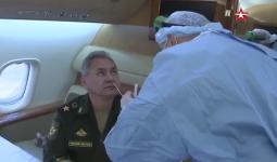 وزير الدفاع الروسي سيرغي شويغو خلال خضوعه لفحص فيروس كورونا بعد عودته من سوريا
