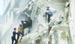 أعمال إنقاذ جراء قصف روسي على إدلب