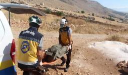 إسعاف الدفاع المدني لرجل أصيب بلدغة عقرب في ريف حماة الغربي - تعبيربة.