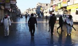 صورة لتعقيم شوارع الرقة ضمن إجراءات كورونا