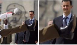صورة الحذاء في وجه بشار الأسد