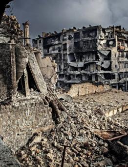الدمار في حلب نتيجة قصف سابق لنظام الأسد على المدينة