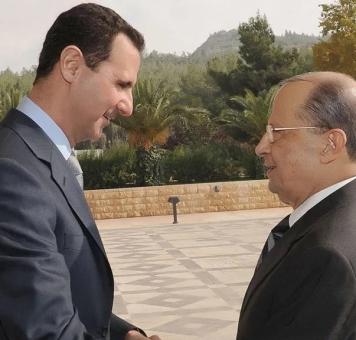 بشار الأسد خلال لقاء بالرئيس اللبناني ميشيل عون