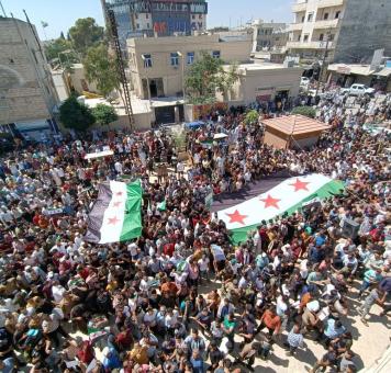 مظاهرة في أعزاز شمال حلب جمعة لن نصالح 12 آب 2022