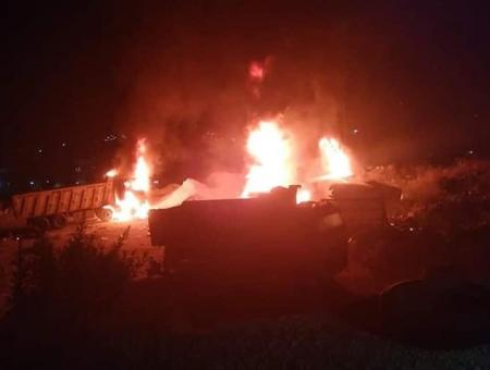موقع الانفجار الذي حدث في بلدة التليل في منطقة عكار