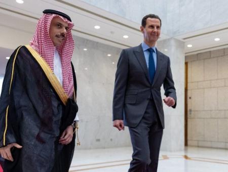 بشار الأسد ؤوزير الخارجية السعودي فيصل بن فرحان بدمشق