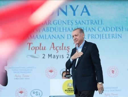 الرئيس التركي أردوغان خلال افتتاح مجموعة من المشاريع بولاية قونية