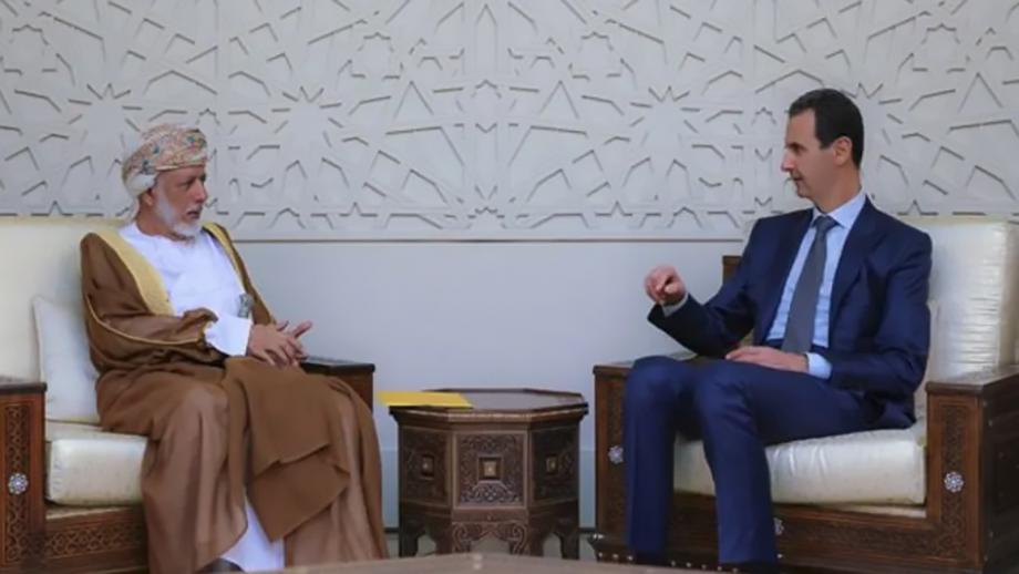 وزير خارجية سلطنة عمان يوسف بن علوي خلال لقائه برأس النظام