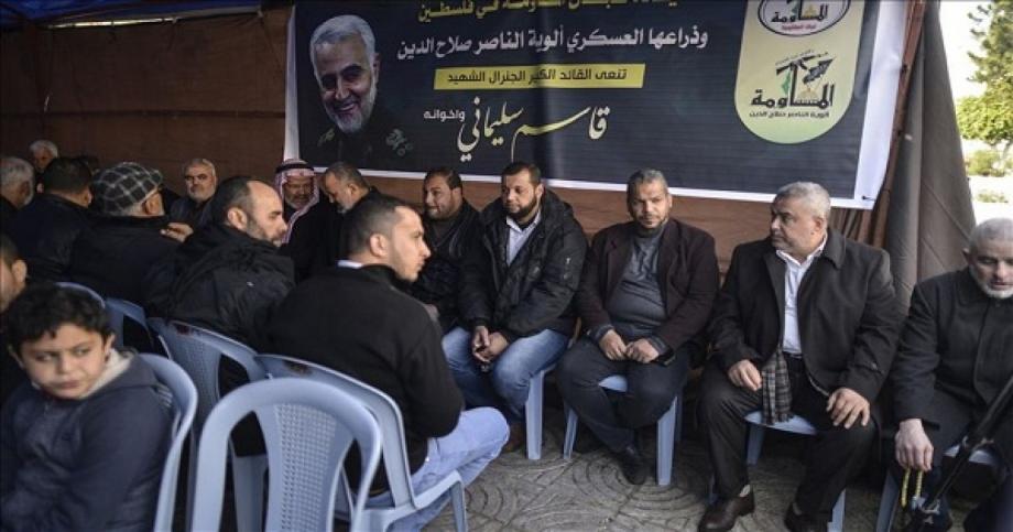 خيمة عزاء لـ"سليماني" في قطاع غزة شاركت فيها حماس وفصائل أخرى