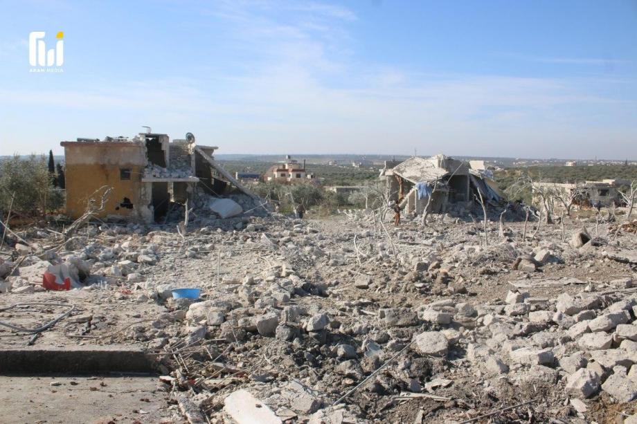 آثار الدمار في معرة مصرين شمال إدلب - آرام