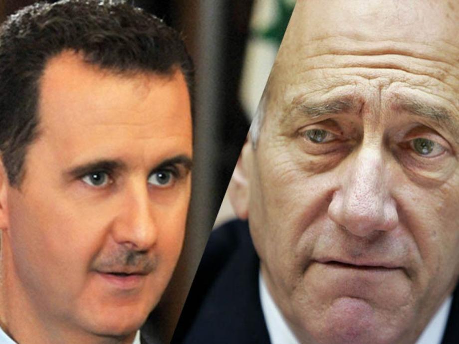 بشار الأسد وإيهود أولمرت.jpg