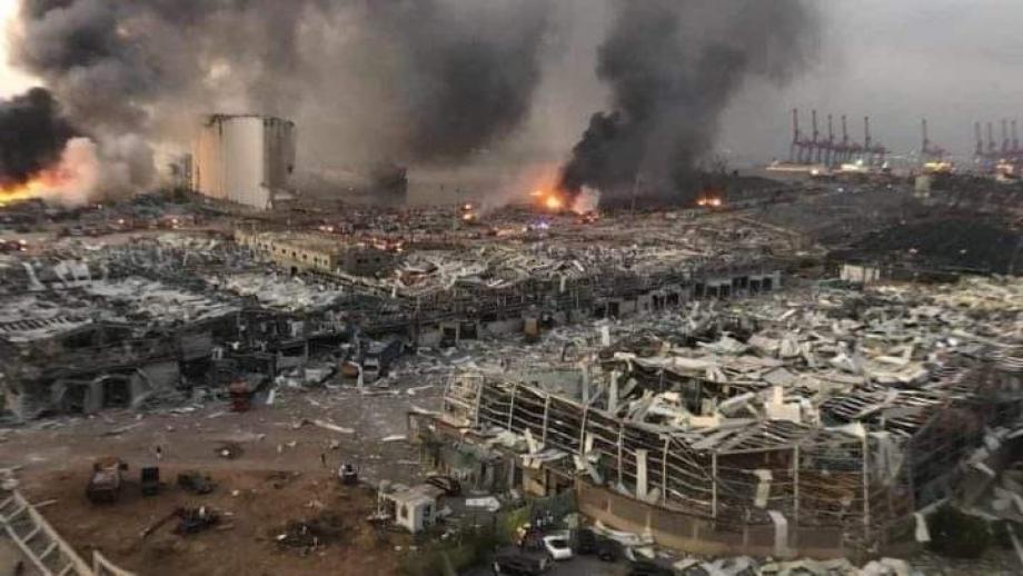 آثار الانفجار في العاصمة بيروت