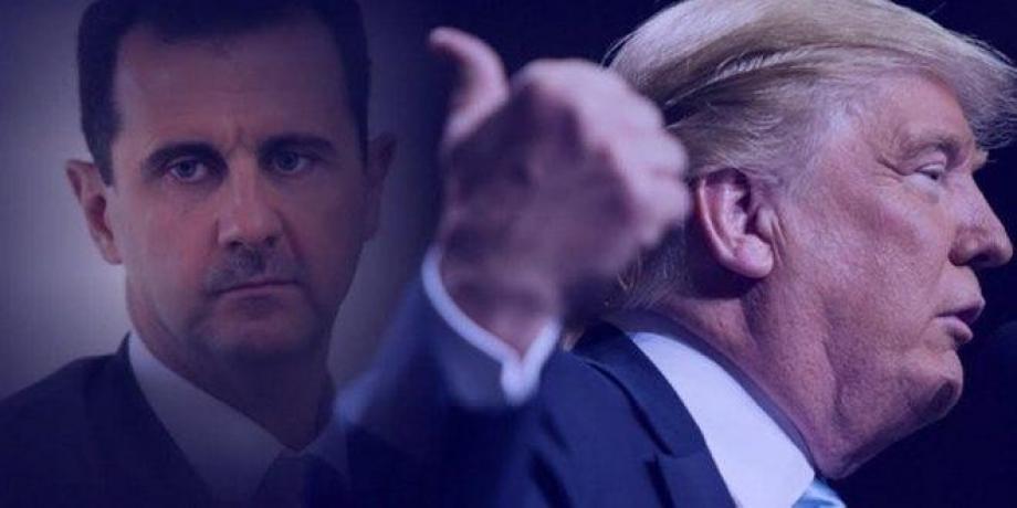ترامب يميناً وبشار الأسد يساراً