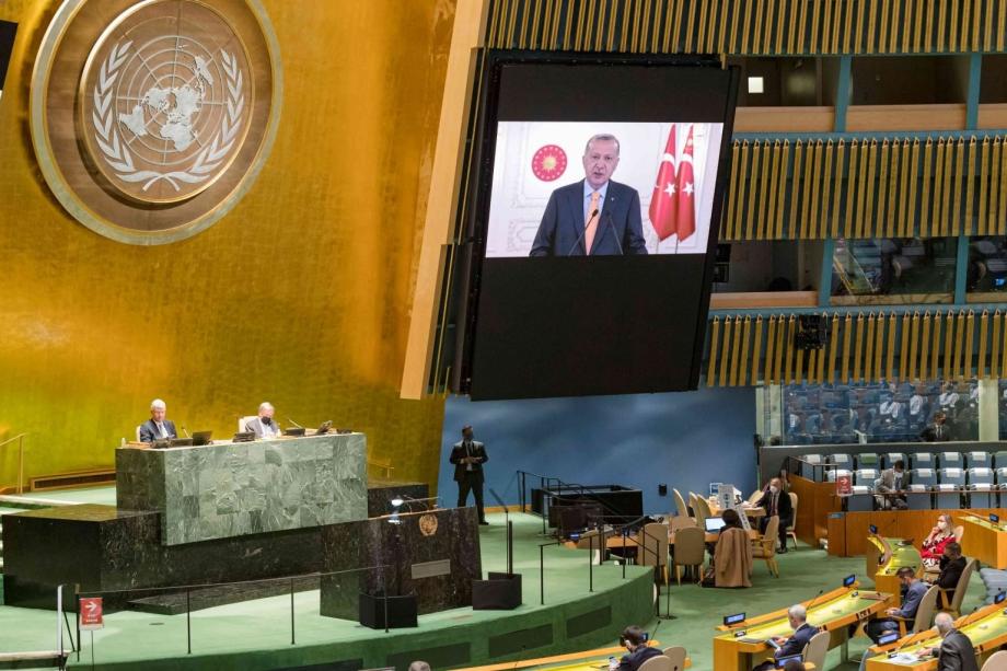 أردوغان خلال كلمة الجمعية العامة للأمم المتحدة