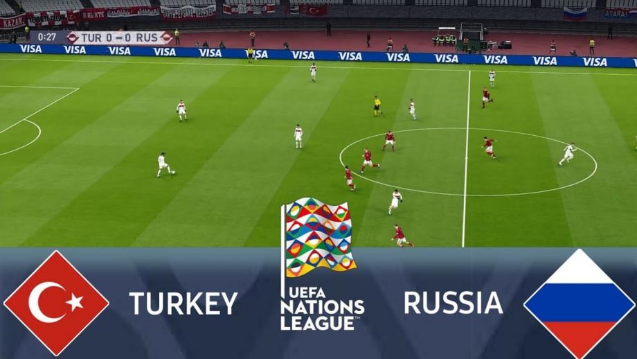 جانب من لقاء تركيا وروسيا في دوري أمم أوروبا