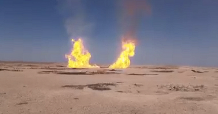 انفجار خط الغاز بمنطقة الجحيف على طريق أبو خشب بريف ديرالزور الغربي