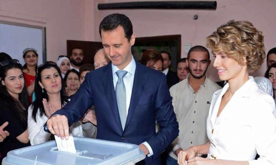 بشار الأسد ينتخب مع زوجته في الانتخابات الرئاسية لعام 2014
