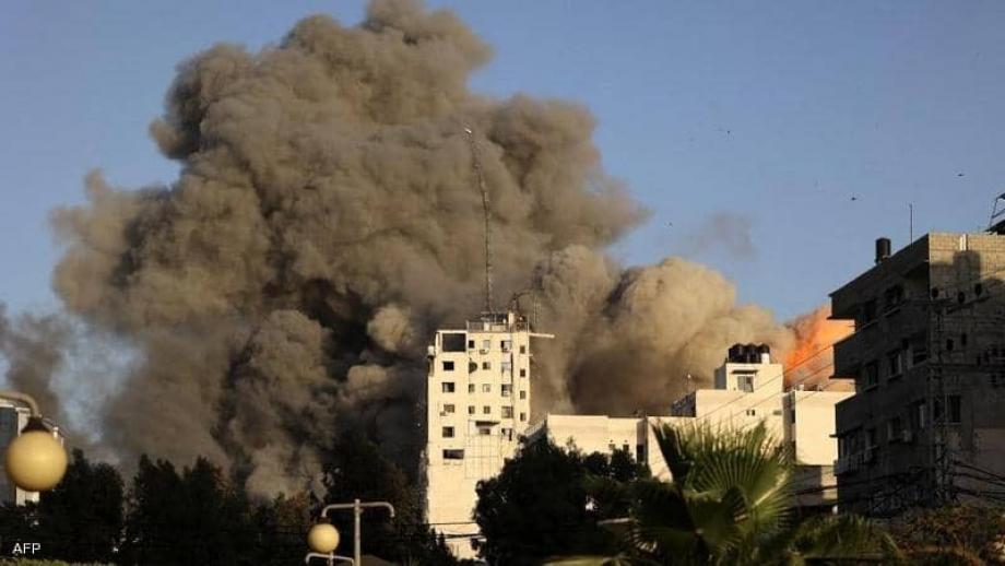 استهداف برج الشروق بمدينة غزة