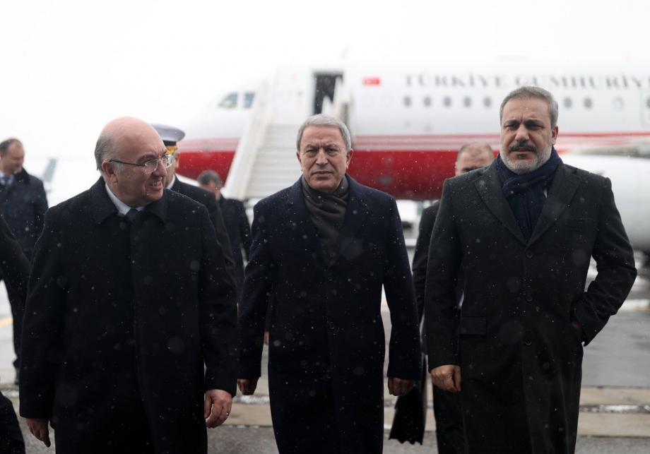 المسؤولون الأتراك أثناء زيارة روسيا