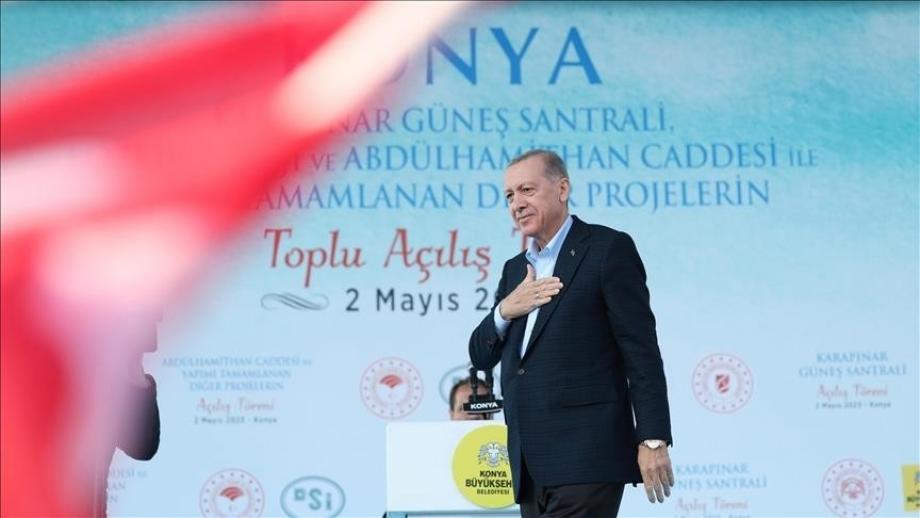 الرئيس التركي أردوغان خلال افتتاح مجموعة من المشاريع بولاية قونية